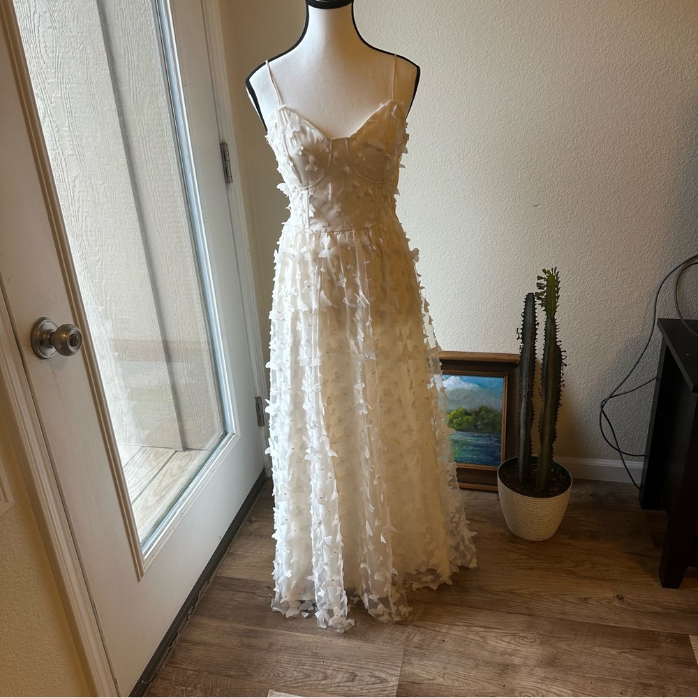 Butterfly Cream Midi Dress